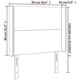 vidaXL Sänggavel med kanter svart 93x16x118/128 cm sammet 3119338