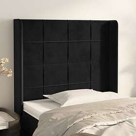 vidaXL Sengegavl med kanter svart 93x16x118/128 cm sammet 3119618