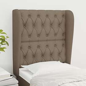 vidaXL Sängynpääty med kanter taupe 83x23x118/128 cm tyg 3118270