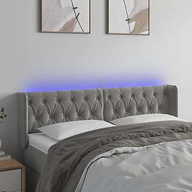 vidaXL Sänggavel LED ljusgrå 163x16x78/88 cm sammet 3123626