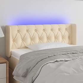 vidaXL Sänggavel LED gräddvit 103x16x78/88 cm tyg 3123567