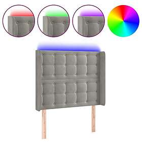 vidaXL Sänggavel LED ljusgrå 83x16x118/128 cm sammet 3124512