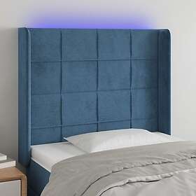 vidaXL Sänggavel LED mörkblå 103x16x118/128 cm sammet 3124094