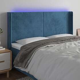 vidaXL Sänggavel LED mörkblå 183x16x118/128 cm sammet 3123832