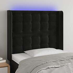 vidaXL Sänggavel LED svart 103x16x118/128 cm sammet 3124526