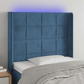 vidaXL Sengegavl LED mörkblå 93x16x118/128 cm sammet 3124088