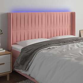 vidaXL Sänggavel LED rosa 163x16x118/128 cm sammet 3124345