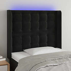 vidaXL Sänggavel LED svart 83x16x118/128 cm sammet 3124514