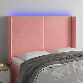 vidaXL Sänggavel LED rosa 147x16x118/128 cm sammet 3123821