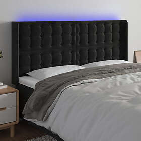 vidaXL Sänggavel LED svart 163x16x118/128 cm sammet 3124538