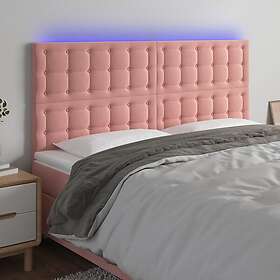 vidaXL Sänggavel LED rosa 180x5x118/128 cm sammet 3122923