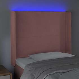 vidaXL Sänggavel LED rosa 93x16x118/128 cm sammet 3123809