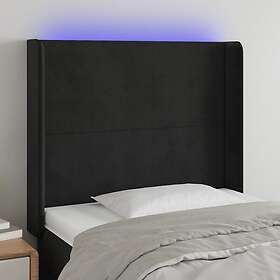vidaXL Sänggavel LED svart 103x16x118/128 cm sammet 3123812