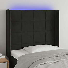 vidaXL Sengegavl LED svart 93x16x118/128 cm sammet 3124086