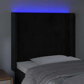 vidaXL Sänggavel LED svart 93x16x118/128 cm sammet 3124324