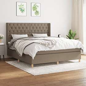 vidaXL Ramsäng med madrass taupe 160x200 cm tyg 3132245