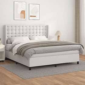 vidaXL Ramsäng med madrass vit 160x200 cm konstläder 3132508