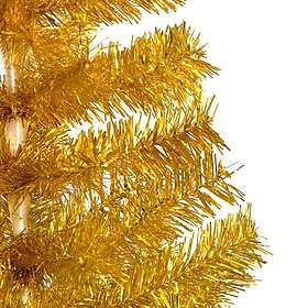 vidaXL Plastgran med LED och julgranskulor guld 150 cm PET 3077518