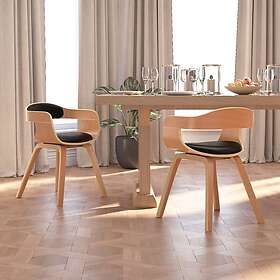 vidaXL Matstol 2 st svart böjträ och konstläder 3092379