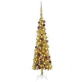 vidaXL Keinotekoinen puu LED-valoilla ja palloilla kulta 120cm