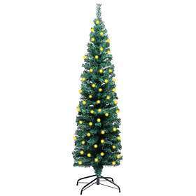 vidaXL Hoikka muovinen joulukuusi kanssa LED ja fot vihreä 150 cm PVC 3077750