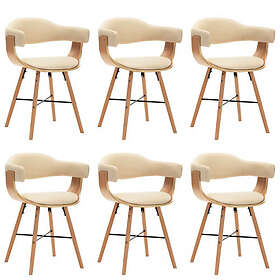 vidaXL Matstolar 6 st gräddvit konstläder och böjträ 279498