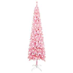 vidaXL Hoikka muovinen joulukuusi kanssa LED vaaleanpunainen 210 cm 3077986