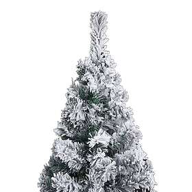 vidaXL Slankt kunstig juletre med snø grønn 180 cm PVC 320954