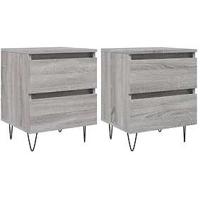 vidaXL Sängbord 2 st grå sonoma 40x35x50 cm konstruerat trä 826889