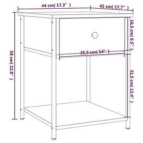 vidaXL Sängbord rökfärgad ek 44x45x58 cm konstruerat trä 825847
