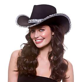 One Svart Cowboyhatt med Silverpaljetter size