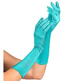 One Turkosa Satinhandskar Långa size