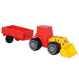 Plasto Röd Traktor med Frontlastare & Släpvagn, 33 cm
