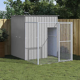 vidaXL Hundkoja med gård ljusgrå 165x251x181 cm galvaniserat stål 172366