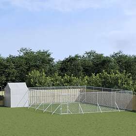 vidaXL Hundgård med tak silver 10x10x2,5 m galvaniserat stål 3190481