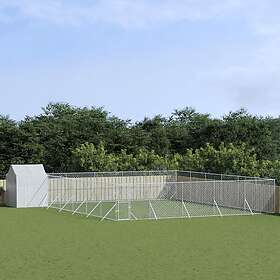 vidaXL Hundgård med tak silver 12x12x2,5 m galvaniserat stål 3190482