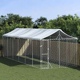 vidaXL Hundgård med tak silver 3x9x2,5 m galvaniserat stål 3190490