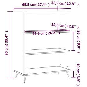 vidaXL Bokhylla vit högglans 69,5x32,5x90 cm konstruerat trä 828334