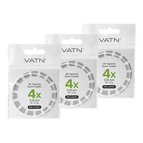 VATN Trout Pre-Looped Tapered Leader 9' (3-pack) 5X 0,15mm