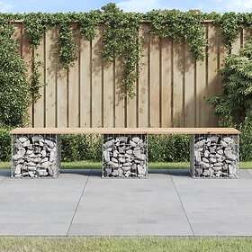vidaXL Trädgårdsbänk gabion-design 203x44x42 cm massiv furu 834341