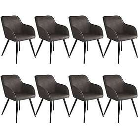 TecTake 8x Chaise Marilyn tyg mörkgrå/svart