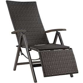 TecTake Fällbar stol i rotting med aluminiumram och fotstöd svart