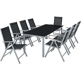 TecTake Matgrupp i Aluminium med 8 chairs ljusgrå