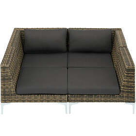 TecTake Modulärt rottingset Villanova aluminium höger hörn Antracitgrå melerad