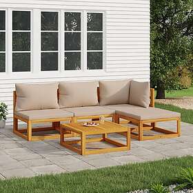 vidaXL Loungegrupp 5 delar taupe dynor massivt trä 3155247