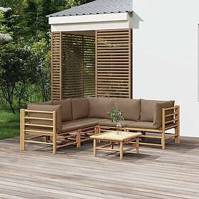 vidaXL Loungegrupp 6 delar taupe dynor bambu 3155124