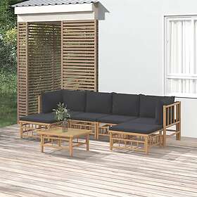 vidaXL Loungegrupp 7 delar mörkgrå dynor bambu 3155229