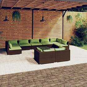 vidaXL Loungegrupp för trädgården med dynor 10delar konstrotting brun 3102068