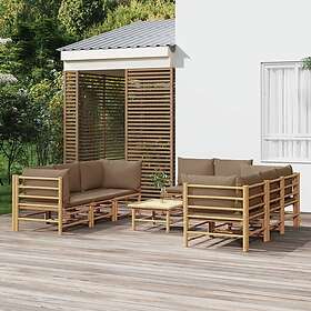 vidaXL Loungegrupp 9 delar taupe dynor bambu 3155123