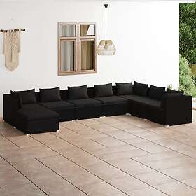 vidaXL Loungegrupp för trädgården med dynor 8 delar konstrotting svart 3101856